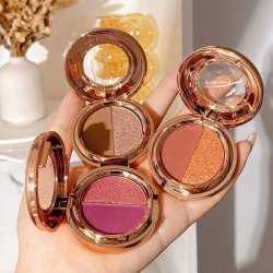 two-color eye shadow pumpkin color earth color matte gold glitter eye shadow palette student waterproof niche
