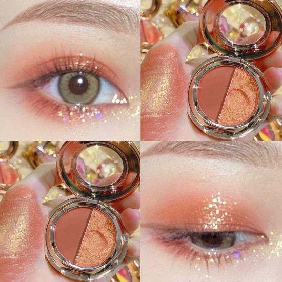two-color eye shadow pumpkin color earth color matte gold glitter eye shadow palette student waterproof niche two-color eye shadow pumpkin color earth color matte gold glitter eye shadow palette student waterproof niche