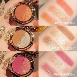 two-color eye shadow pumpkin color earth color matte gold glitter eye shadow palette student waterproof niche